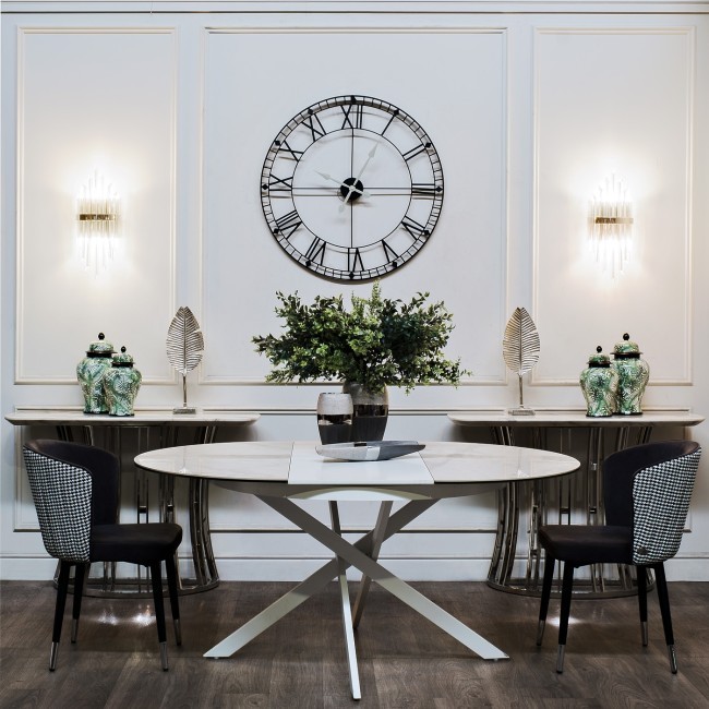 Стол обед.круг раскл.керам.бел. 170(120)*120*76см (TT-00004906) Стол обед.круг раскл.керам.бел. 170(120)*120*76см (TT-00004906)