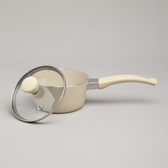 Ковшик agness антип. покр. ручка soft touch  и стекл. крышкой 600 мл 12*6 см Agness (906-258)