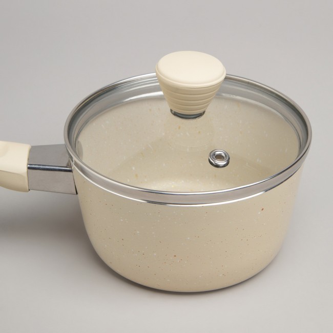 Ковшик agness антип. покр. ручка soft touch  и стекл. крышкой 600 мл 12*6 см Agness (906-258)