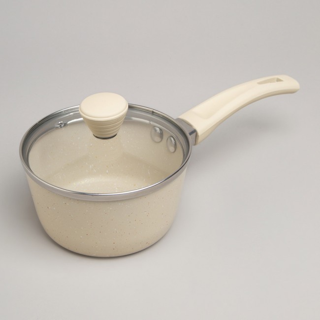 Ковшик agness антип. покр. ручка soft touch  и стекл. крышкой 600 мл 12*6 см Agness (906-258)