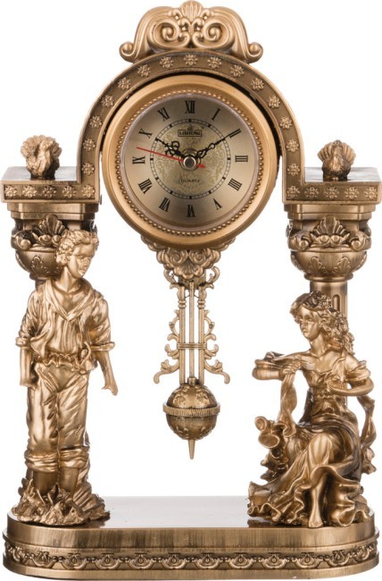 Часы настольные кварцевые с маятником "влюбленная парочка" 22*10*34 см. диаметр циферблата=8 см. (ко Lefard (204-130)