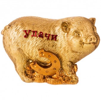 Фигурка с пожеланиями "золотая свинка-удачи" 9*5*5,5см Lefard (117-278)