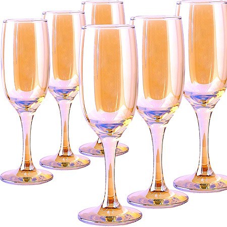 Набор 6 бокалов д/шампанского Золотистый мёд 190 мл (ME419-05)