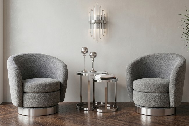 Столы журн(наб из 2шт)стекло мрам/хром d60*60/d46*50 (TT-00005047)
