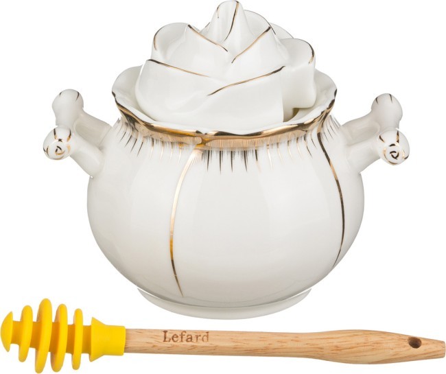 Банка для меда "цветочная симфония" 500 мл. + деревяная палочка Lefard (590-045)