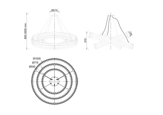 Люстра подвесная "Galaxy" стекло прозрач. d100*h37,5см (TT-00013035)