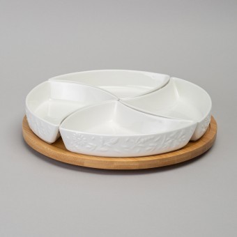 Менажница 4 секции lefard "flowers story" на дер. подставке 25*5,5 см 175 мл Lefard (474-248)