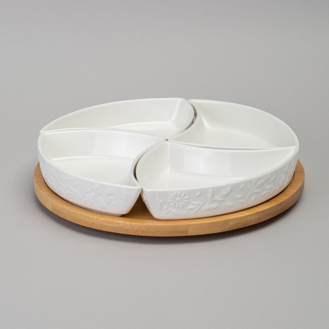 Менажница 4 секции lefard "flowers story" на дер. подставке 25*5,5 см 175 мл Lefard (474-248)