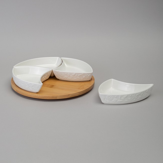 Менажница 4 секции lefard "flowers story" на дер. подставке 25*5,5 см 175 мл Lefard (474-248)