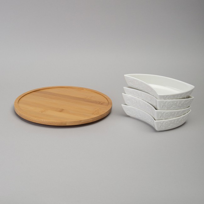 Менажница 4 секции lefard "flowers story" на дер. подставке 25*5,5 см 175 мл Lefard (474-248)