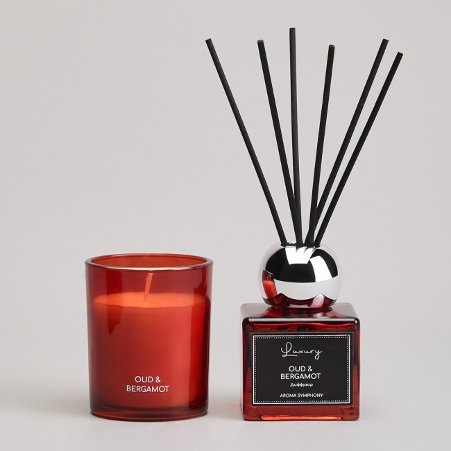 Набор ароматический "luxury" свеча в стакане 6*7,5 см и диффузор 70 мл oud&bergamot Lefard (605-120)