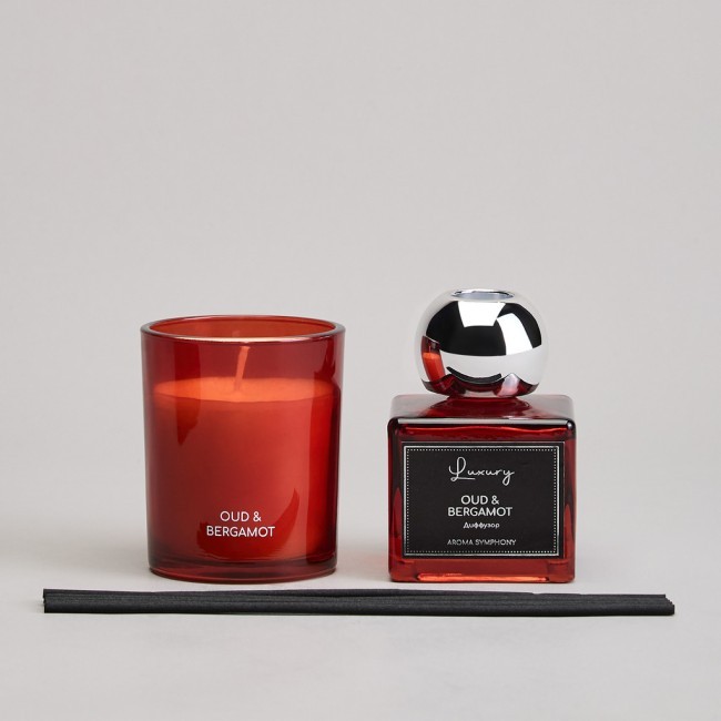 Набор ароматический "luxury" свеча в стакане 6*7,5 см и диффузор 70 мл oud&bergamot Lefard (605-120)