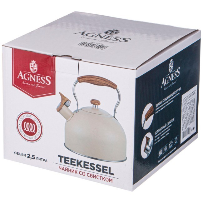 Чайник agness со свистком 2,5 л,нжс индукционное капсульное дно Agness (937-901) Чайник agness со свистком 2,5 л,нжс индукционное капсульное дно Agness (937-901)