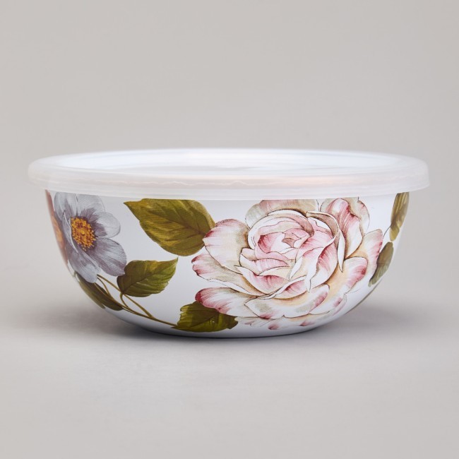 Набор мисок agness эмалированных с пластик.крышками, серия фландрия 6пр 0,6/0,9/1,3л диа. 14/16/18см Agness (950-595)