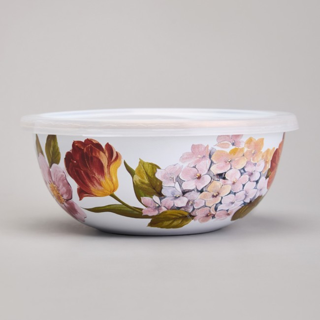 Набор мисок agness эмалированных с пластик.крышками, серия фландрия 6пр 0,6/0,9/1,3л диа. 14/16/18см Agness (950-595)