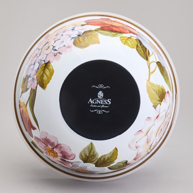 Набор мисок agness эмалированных с пластик.крышками, серия фландрия 6пр 0,6/0,9/1,3л диа. 14/16/18см Agness (950-595)