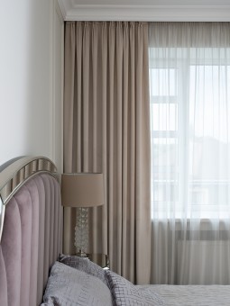 Портьера Silkу 5 бежевая на подкладке 275*260 (TT-00015975)