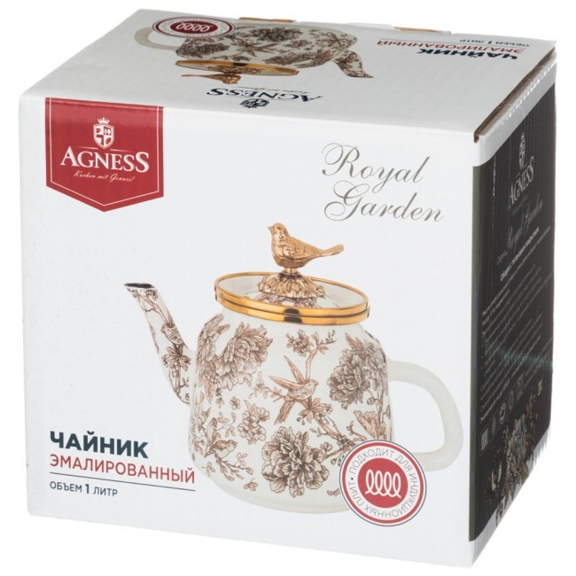 Чайник эмалированный agness, серия лимон 1,0л подходит для индукцион.плит Agness (950-557)