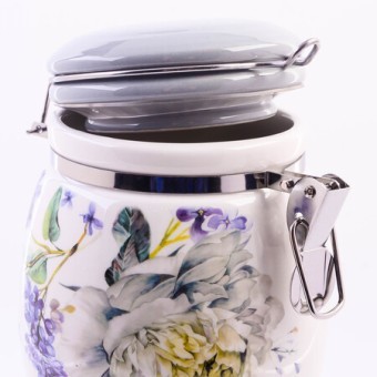 Банка для сыпучих 900мл Букет фантазий доломит/металл LR (60212)