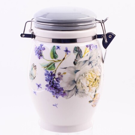 Банка для сыпучих 900мл Букет фантазий доломит/металл LR (60212)