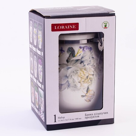 Банка для сыпучих 900мл Букет фантазий доломит/металл LR (60212)