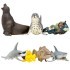 Фигурки игрушки серии "Мир морских животных": Акула, морской леопард, рыба-лиса, морской лев, рыба-молот, рыба-групер, дайвер (набор из 6 фигурок жив) (ММ203-017)