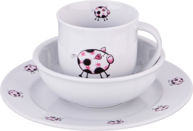 Набор посуды на 1 персону 3 пр.: кружка 300мл+тарелка 21,5см + салатник 15см. DUBI (606-840) Набор посуды на 1 персону 3 пр.: кружка 300мл+тарелка 21,5см + салатник 15см. DUBI (606-840)