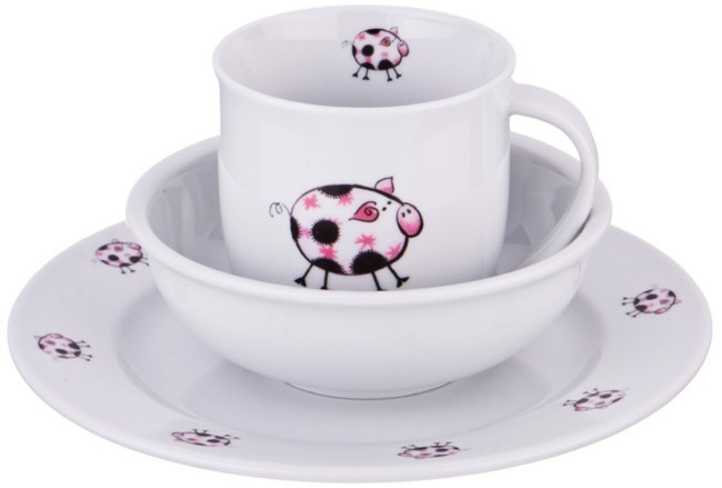 Набор посуды на 1 персону 3 пр.: кружка 300мл+тарелка 21,5см + салатник 15см. DUBI (606-840) Набор посуды на 1 персону 3 пр.: кружка 300мл+тарелка 21,5см + салатник 15см. DUBI (606-840)