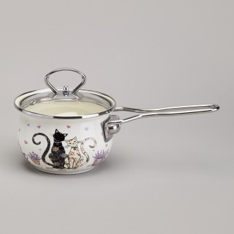 Ковш эмалированный серия "lavender cats" 0,9л, диа 14 см Agness (943-079)