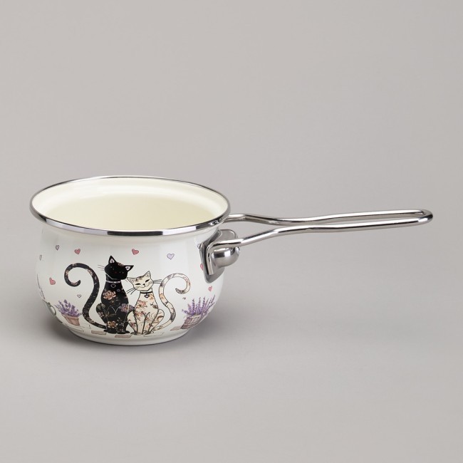 Ковш эмалированный серия "lavender cats" 0,9л, диа 14 см Agness (943-079)