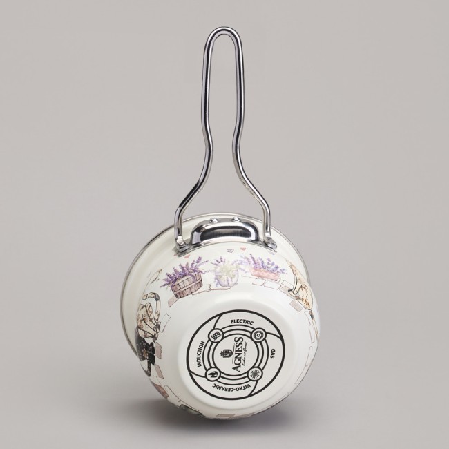 Ковш эмалированный серия "lavender cats" 0,9л, диа 14 см Agness (943-079)