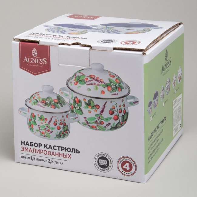 Набор кастрюль agness эмалированных серия "фрукты", 4пр. 1,5л и 2,8л, 16х10см, 20х12см Agness (934-703) Набор кастрюль agness эмалированных серия "фрукты", 4пр. 1,5л и 2,8л, 16х10см, 20х12см Agness (934-703)