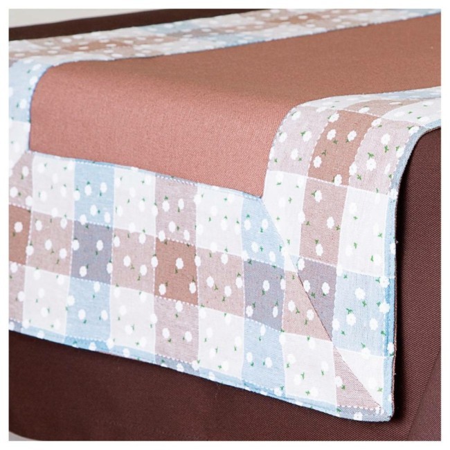 Дорожка на стол  "мокко" ,80х40см,100% хлопок,мокко+клетка, Lefard (850-884-3)