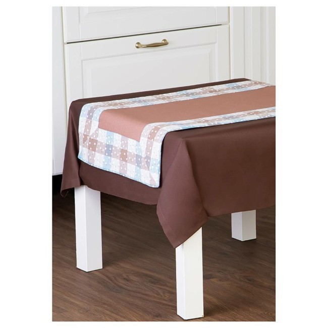 Дорожка на стол  "мокко" ,80х40см,100% хлопок,мокко+клетка, Lefard (850-884-3)