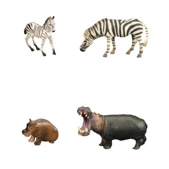 Набор фигурок животных серии "Мир диких животных": Семья бегемотов и семья зебр (набор из 5 предметов) (MM211-289)