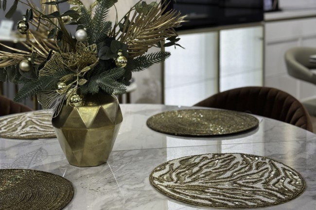 Салфетка сервировочная Саванна,бисер,золото d35см (TT-00012855)