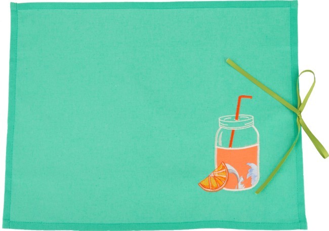 Салфетка-плейсмет 35*45 см "смузи-апельсин" х/б 100%, св-бирюза SANTALINO (850-453-20)