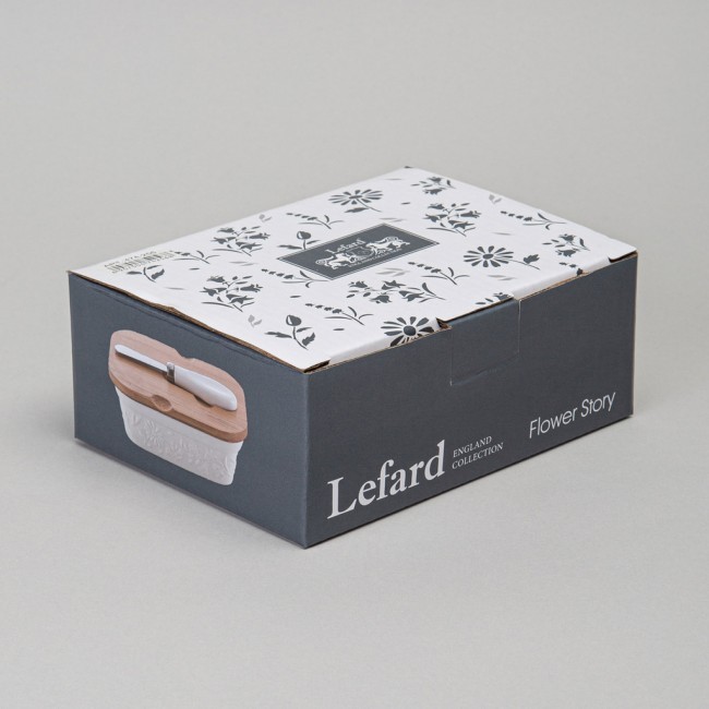 Масленка lefard "flowers story" с дер. крышкой, ножом для масла 15*11*6 см 330 мл Lefard (474-256)