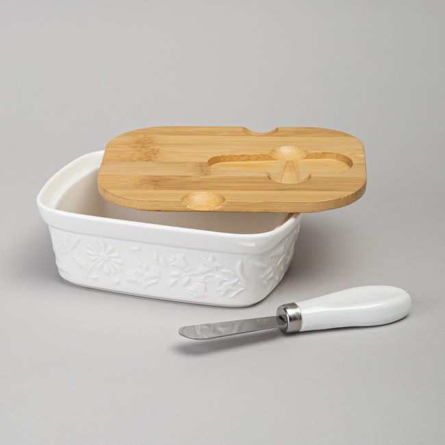 Масленка lefard "flowers story" с дер. крышкой, ножом для масла 15*11*6 см 330 мл Lefard (474-256)