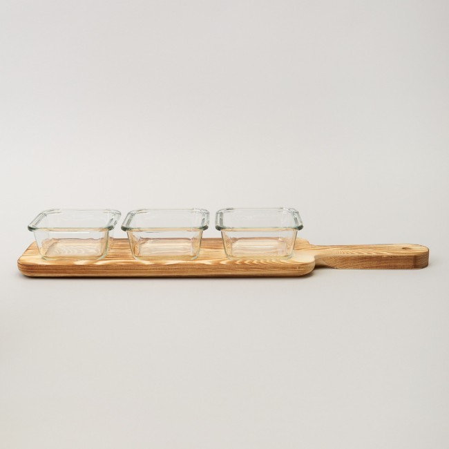 Менажница 3-х секционная на деревянной подставке 140 мл Lefard (172-164)