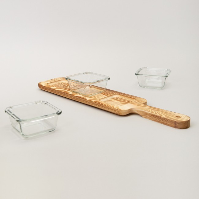 Менажница 3-х секционная на деревянной подставке 140 мл Lefard (172-164)