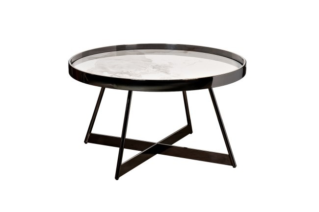 Стол журнальный белый/черный хром 80*80*45см (TT-00015017)