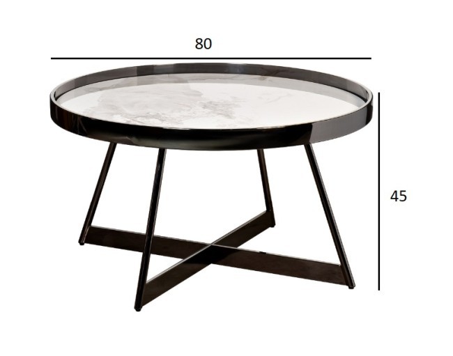 Стол журнальный белый/черный хром 80*80*45см (TT-00015017)