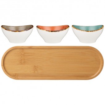 Набор салатников на дерев. подставке bronco "nature" 4 предмета Bronco (263-1267)