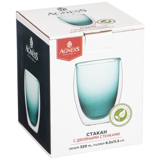 Стакан с двойными стенками "double-wall" 320 мл. диаметр=8,5 см. высота=11,5 см Agness (249-216) Стакан с двойными стенками "double-wall" 320 мл. диаметр=8,5 см. высота=11,5 см Agness (249-216)