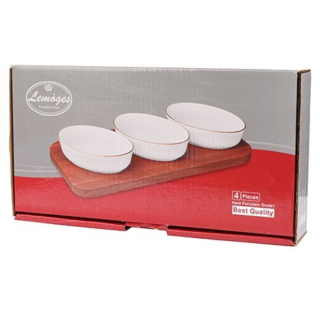 Менажница на подставке 3 блюда 4пр керамика LR (90036-331) Менажница на подставке 3 блюда 4пр керамика LR (90036-331)