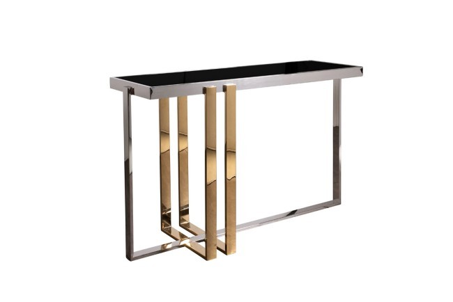 Консоль черн.стекло/хром+золото 120*40*78см (TT-00010390)