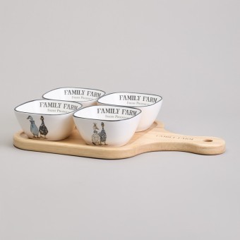 Набор салатников на дерев. подставке lefard "family farm" 5 пр. 30*19*6,7 см Lefard (263-1396)