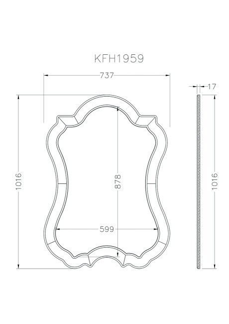 Зеркало 1016*737*17мм (TT-00000375) Зеркало 1016*737*17мм (TT-00000375)