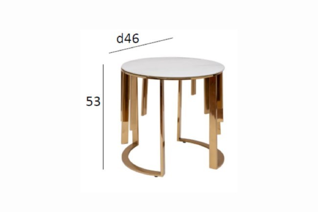 Стол журнальный мрам.стекло/золото d46*53см (TT-00011624)